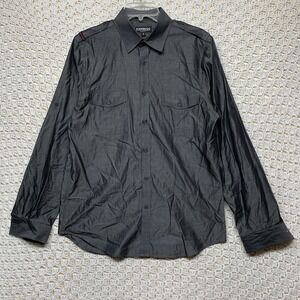 Express Dress Shirt‎ Men's Sz  M 15.15.5 Gray Modern Fit Button Up Long Sleeve